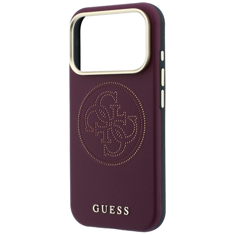 Guess iPhone 17 Pro Max/iPhone 18 Pro Max Cover Perforated 4G Gold Logo Burgundy