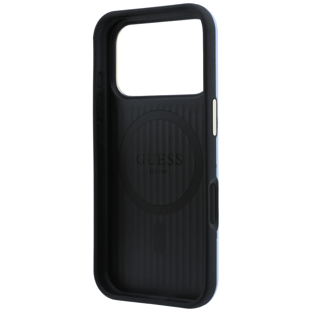 Guess iPhone 17 Pro Max/iPhone 18 Pro Max Cover Perforated 4G Gold Logo Blå