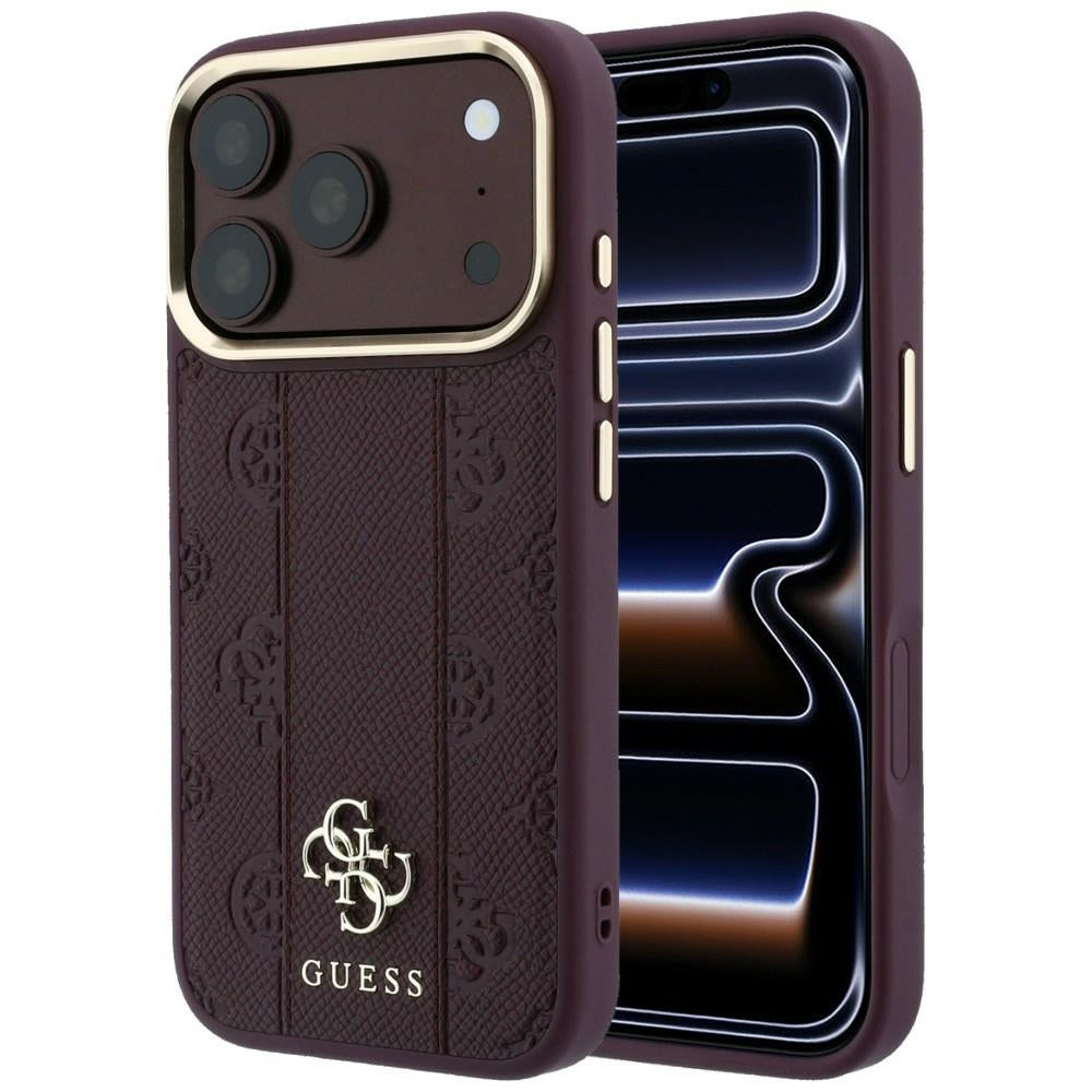 Guess iPhone 17 Pro/iPhone 18 Pro Cover Stripe Peony 4G Logo Burgundy