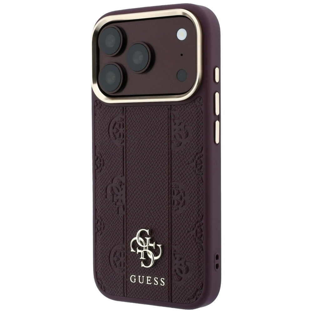 Guess iPhone 17 Pro/iPhone 18 Pro Cover Stripe Peony 4G Logo Burgundy