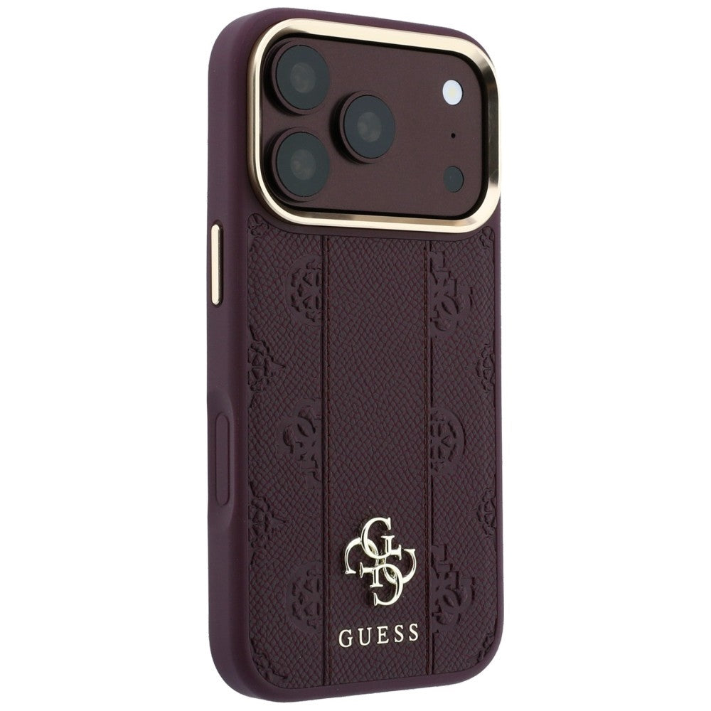 Guess iPhone 17 Pro/iPhone 18 Pro Cover Stripe Peony 4G Logo Burgundy