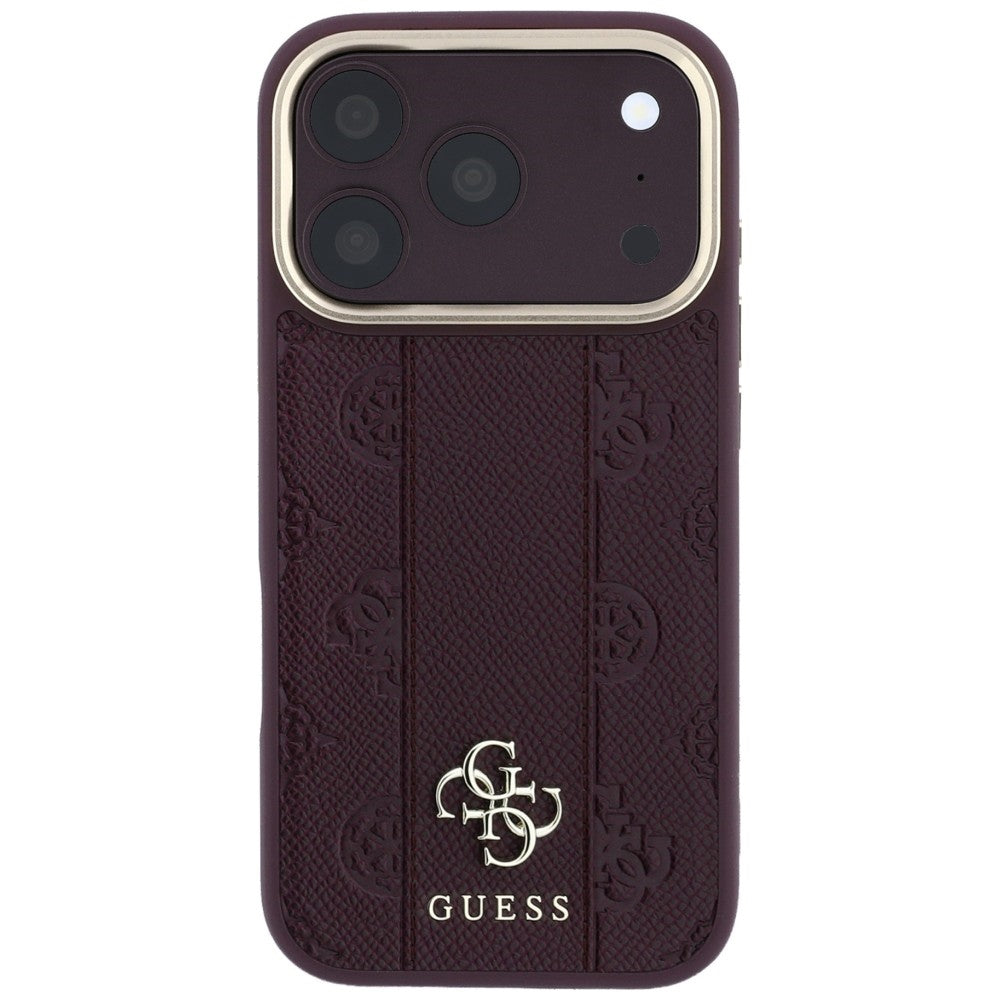 Guess Cover til iPhone 17 Pro Max/iPhone 18 Pro Max Stripe Peony 4G-logo Bourgogne