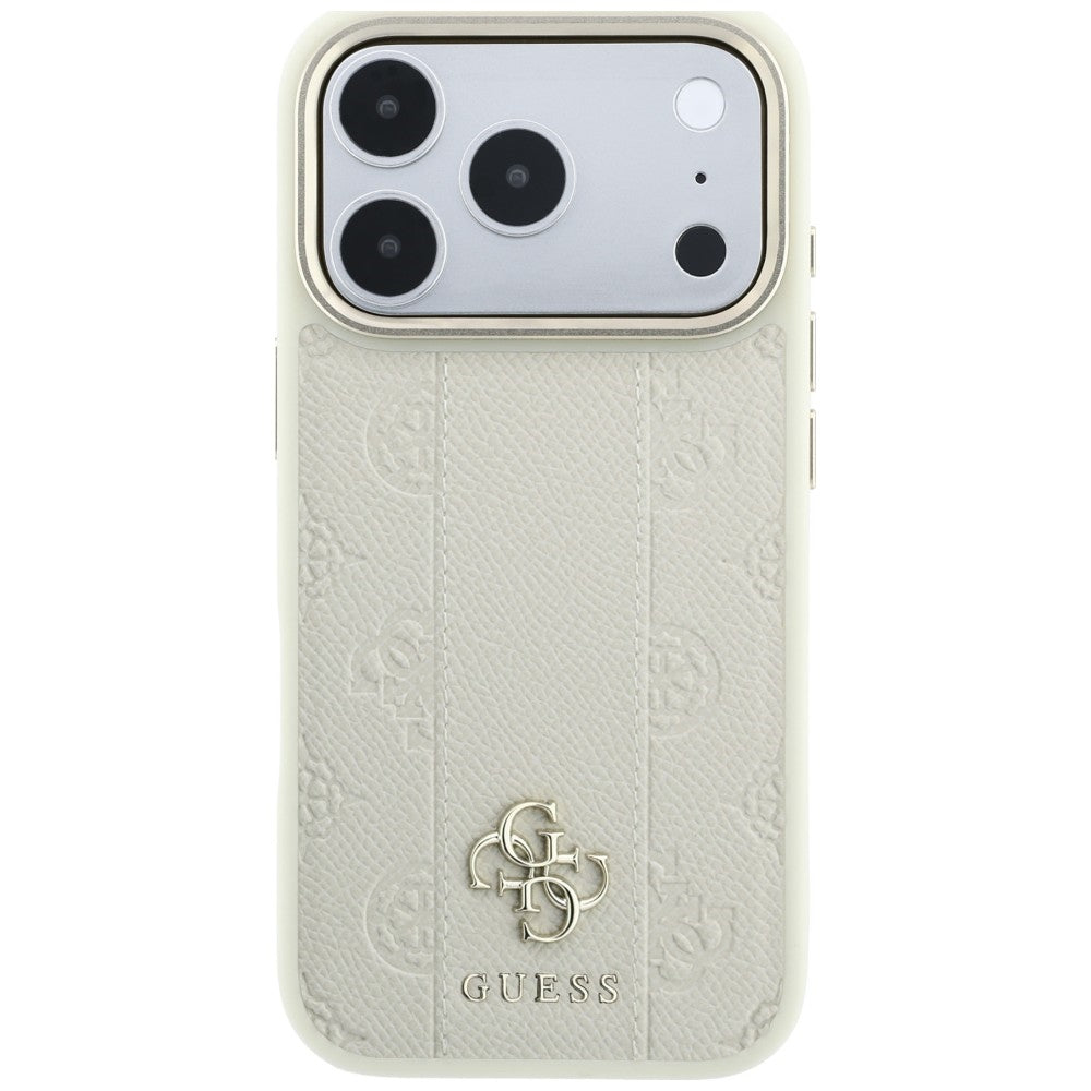 Guess iPhone 17 Pro/iPhone 18 Pro Cover Stripe Peony 4G-logo Beige