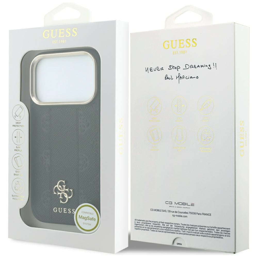 Guess iPhone 17 Pro/iPhone 18 Pro Cover Stripe Peony 4G Logo Sort