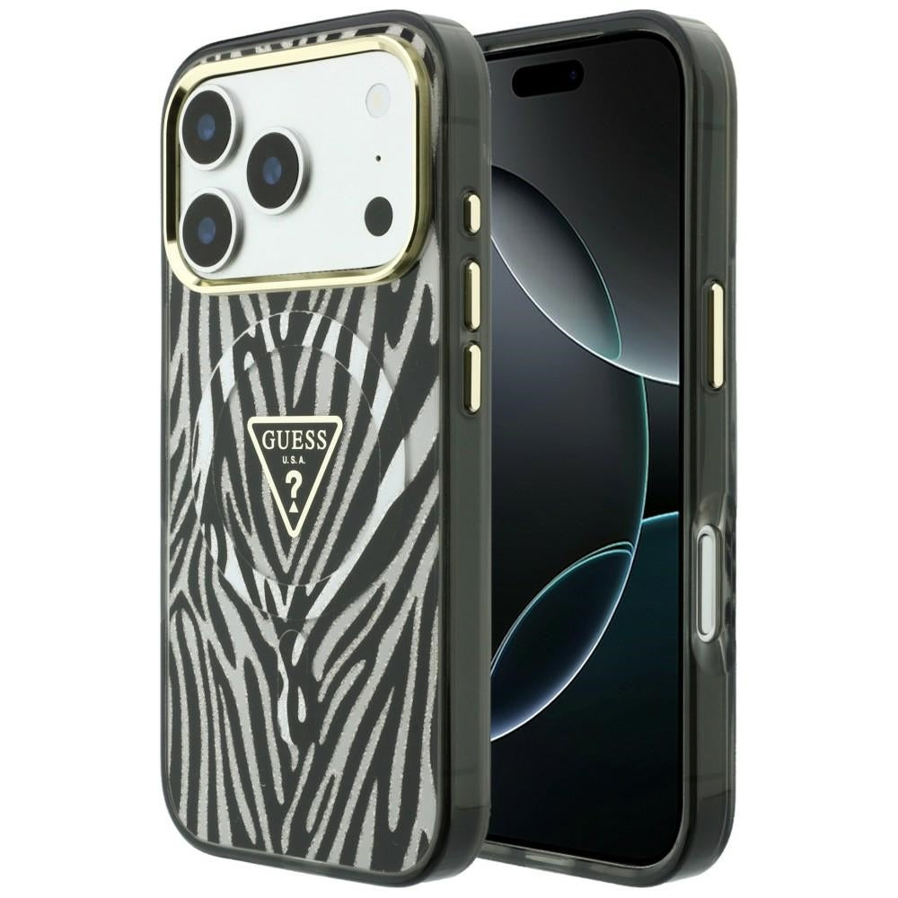 Guess iPhone 17 Pro/iPhone 18 Pro Cover Zebra Glitter Sølv
