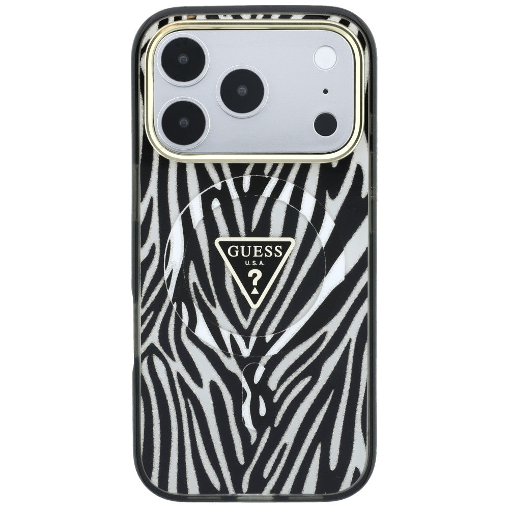 Guess iPhone 17 Pro/iPhone 18 Pro Cover Zebra Glitter Sølv