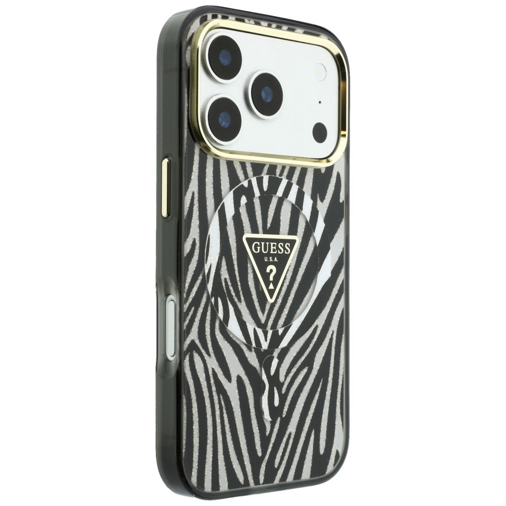 Guess iPhone 17 Pro Max/iPhone 18 Pro Max Cover Zebra Glitter Sølv