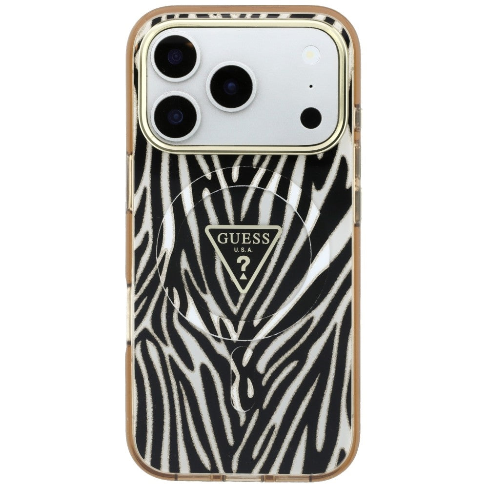 Guess iPhone 17 Pro/iPhone 18 Pro Cover Zebra Glitter Guld