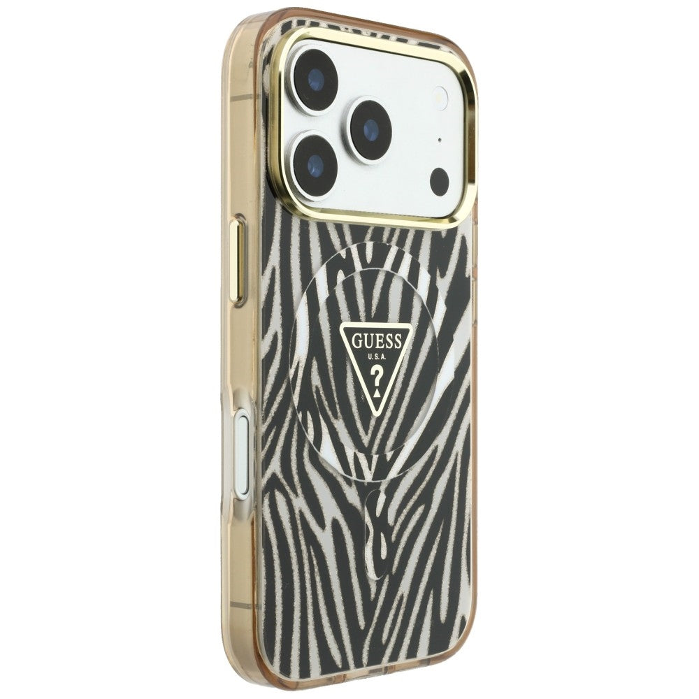 Guess iPhone 17 Pro/iPhone 18 Pro Cover Zebra Glitter Guld