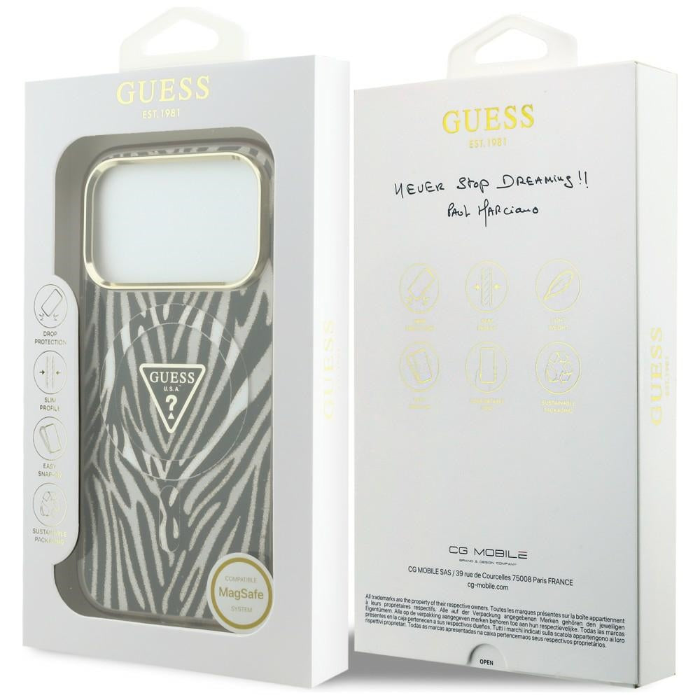 Guess iPhone 17 Pro/iPhone 18 Pro Cover Zebra Glitter Guld