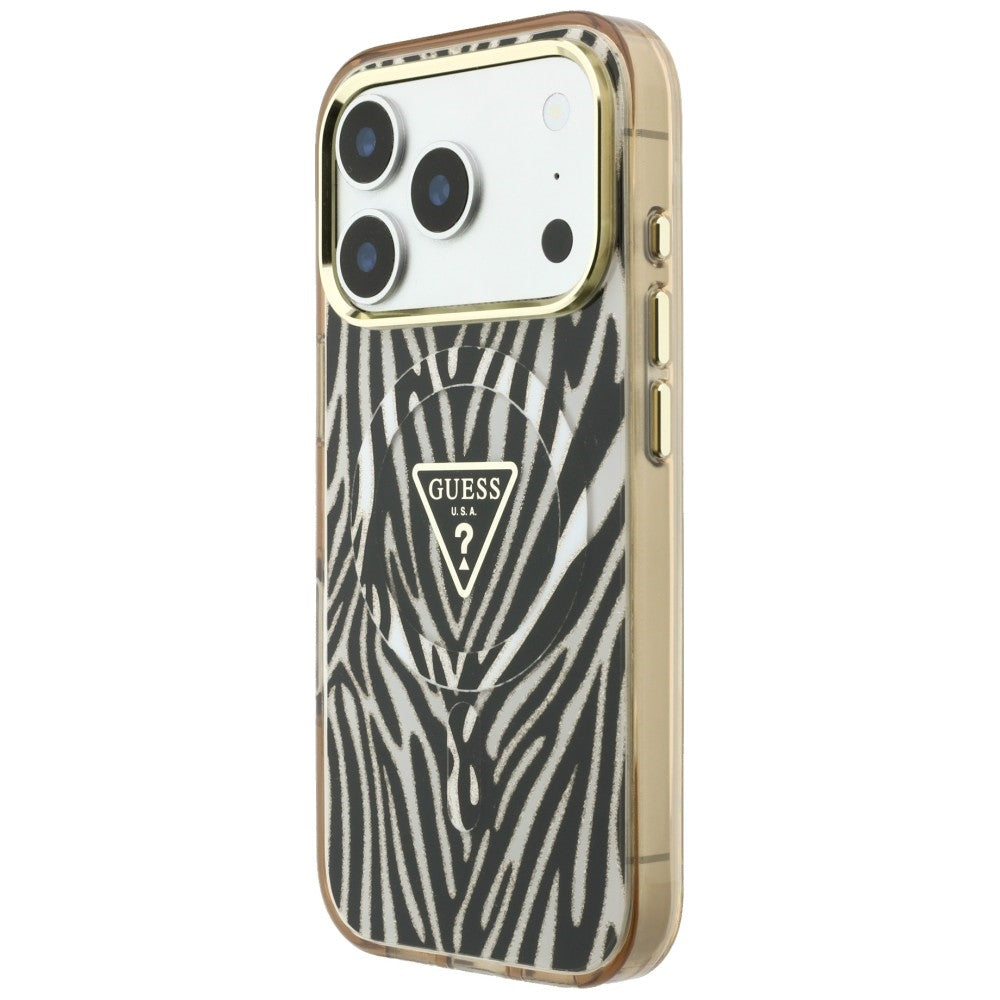 Guess iPhone 17 Pro Max/iPhone 18 Pro Max Cover Zebra Glitter Guld