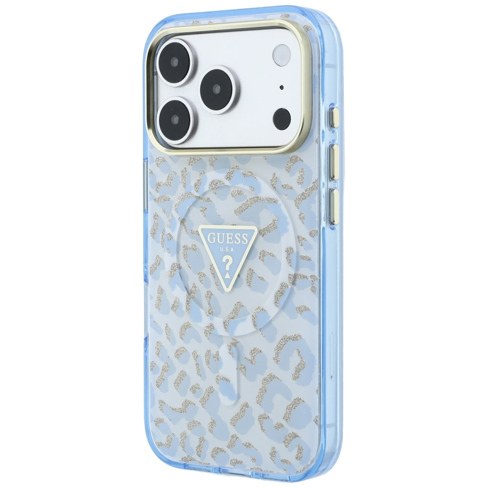 Guess iPhone 17 Pro Max/iPhone 18 Pro Max Cover Leopard Glitter Blå