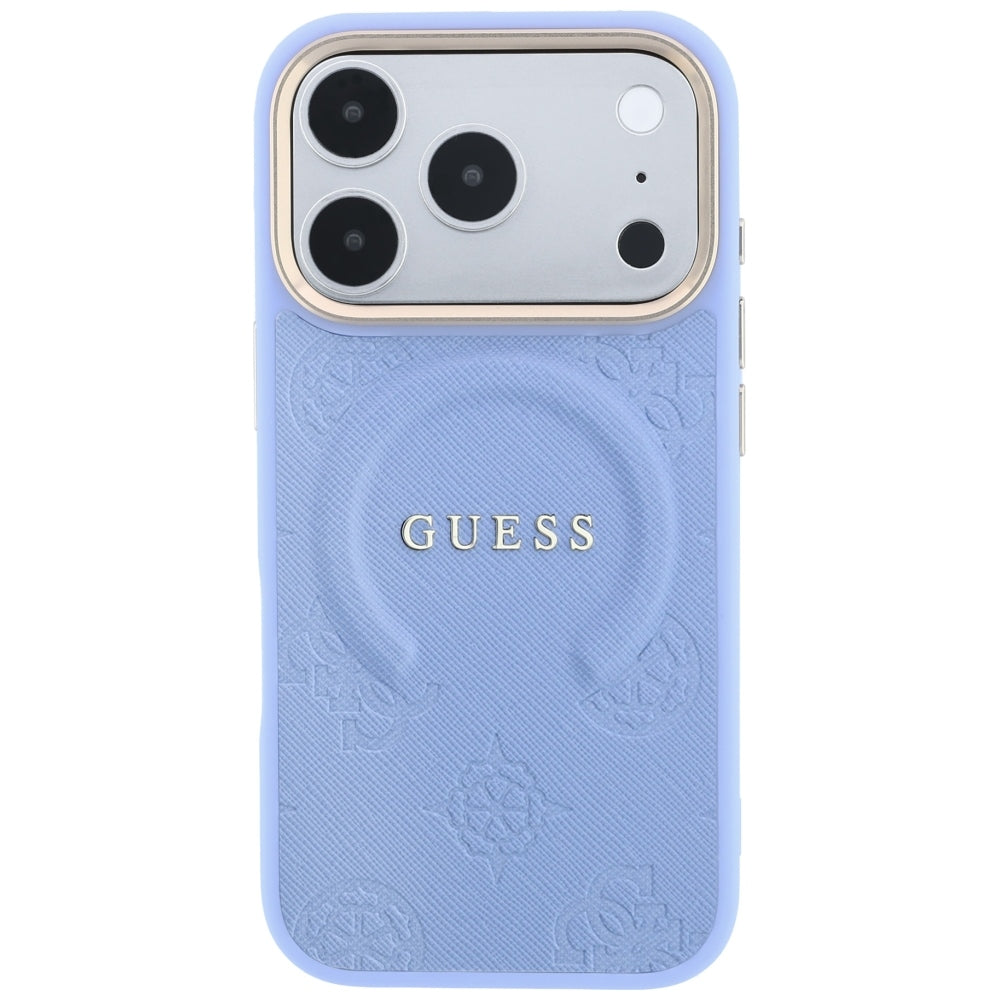 Guess iPhone 17 Pro Max/iPhone 18 Pro Max Cover Saffiano Peony Embossed MagSafe Blå