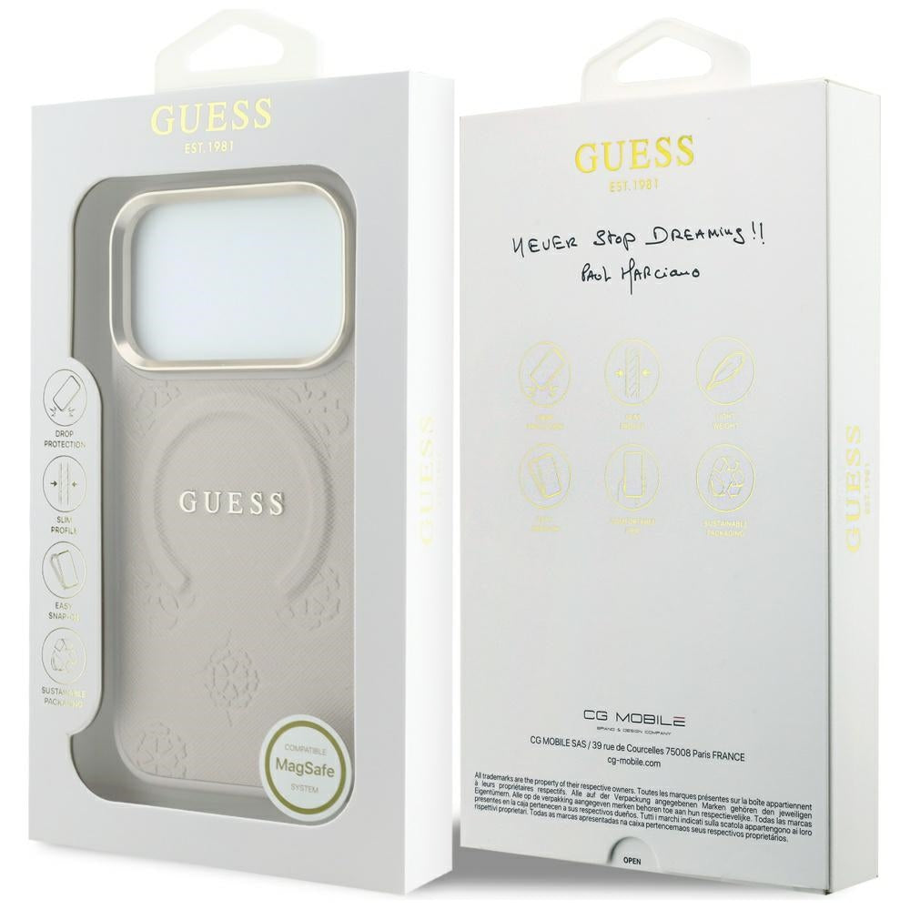 Guess iPhone 17 Pro Max/iPhone 18 Pro Max Cover Saffiano Peony Embossed MagSafe Lyserød