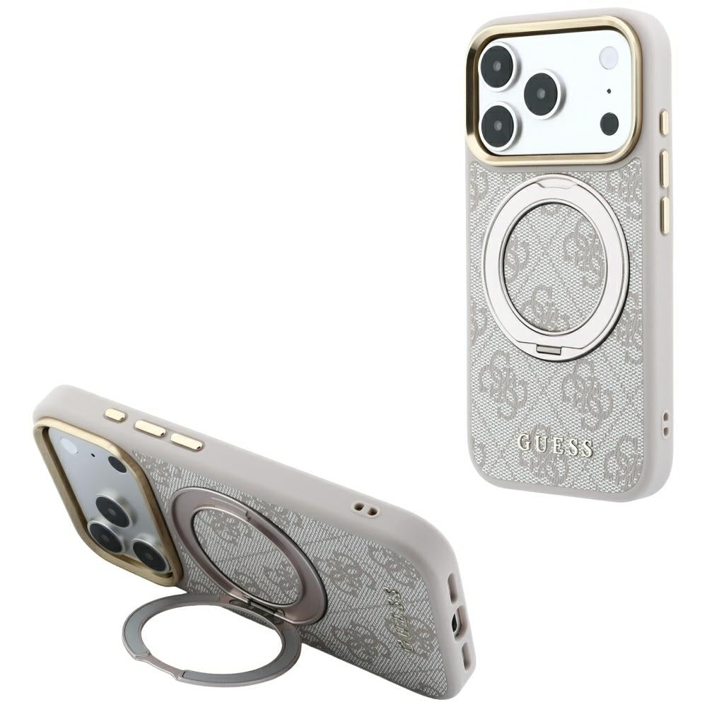Guess iPhone 17 Pro Max/iPhone 18 Pro Max Cover Ring Stand 4G Classic Logo Lyserød