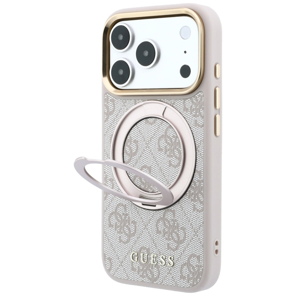 Guess iPhone 17 Pro Max/iPhone 18 Pro Max Cover Ring Stand 4G Classic Logo Lyserød