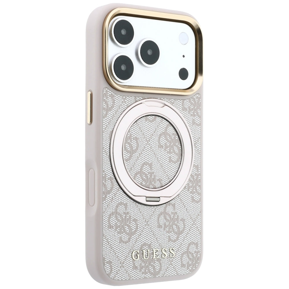 Guess iPhone 17 Pro Max/iPhone 18 Pro Max Cover Ring Stand 4G Classic Logo Lyserød