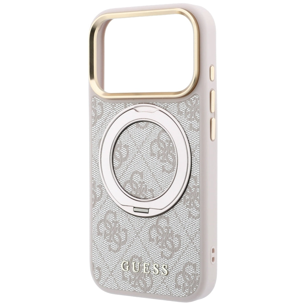 Guess iPhone 17 Pro Max/iPhone 18 Pro Max Cover Ring Stand 4G Classic Logo Lyserød