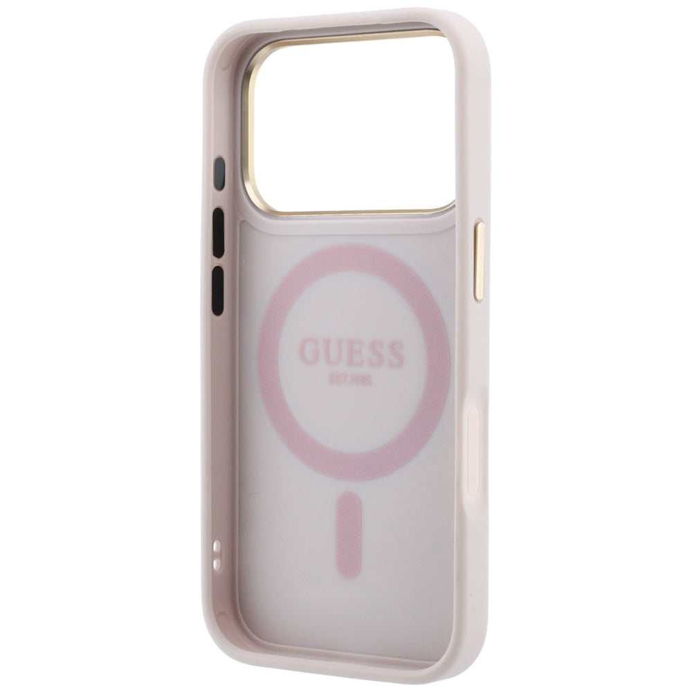 Guess iPhone 17 Pro Max/iPhone 18 Pro Max Cover Ring Stand 4G Classic Logo Lyserød