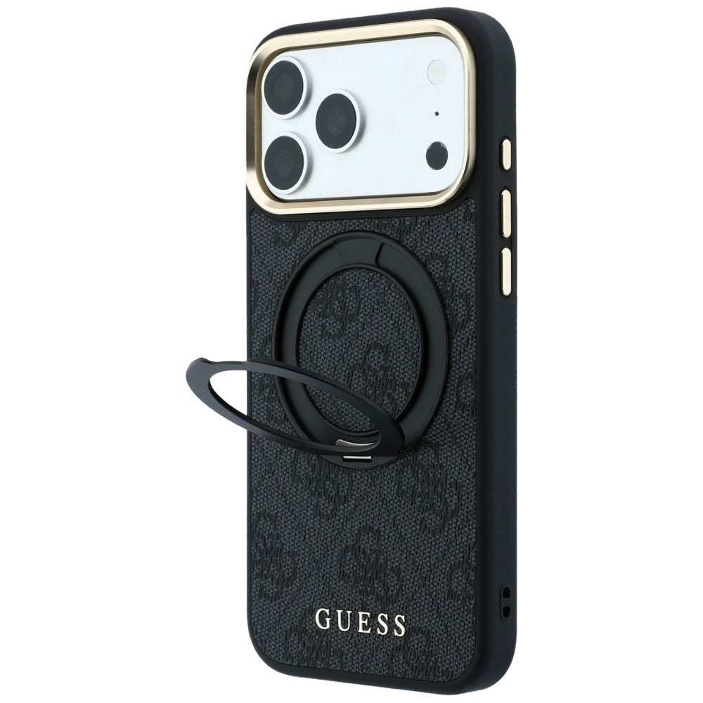 Guess iPhone 17 Pro/iPhone 18 Pro Cover Ring Stand 4G Classic Logo Sort