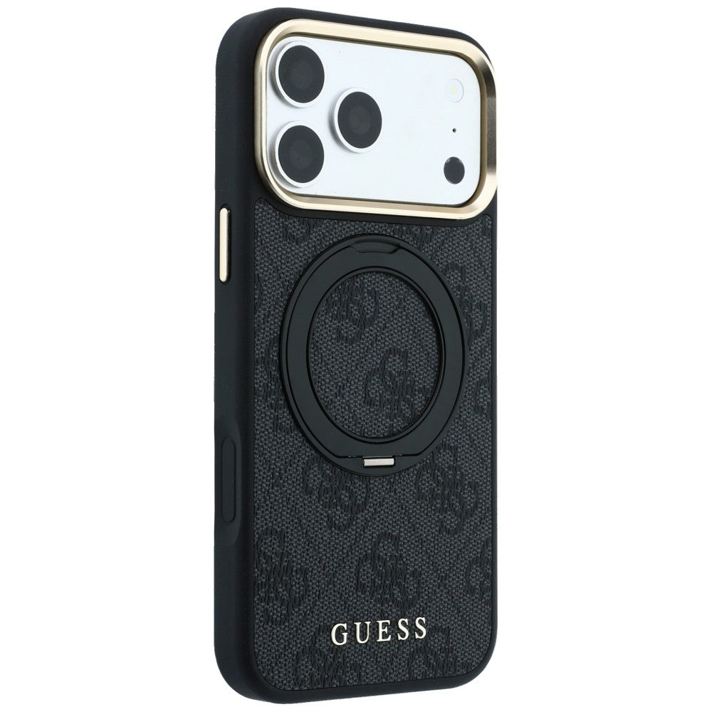 Guess iPhone 17 Pro/iPhone 18 Pro Cover Ring Stand 4G Classic Logo Sort