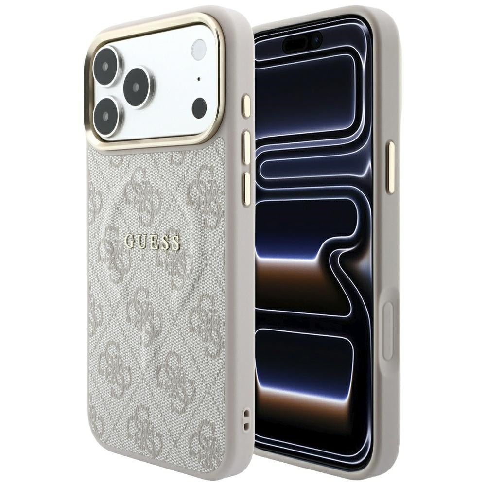 Guess iPhone 17 Pro/iPhone 18 Pro Cover 4G Embossed MagSafe Lyserød