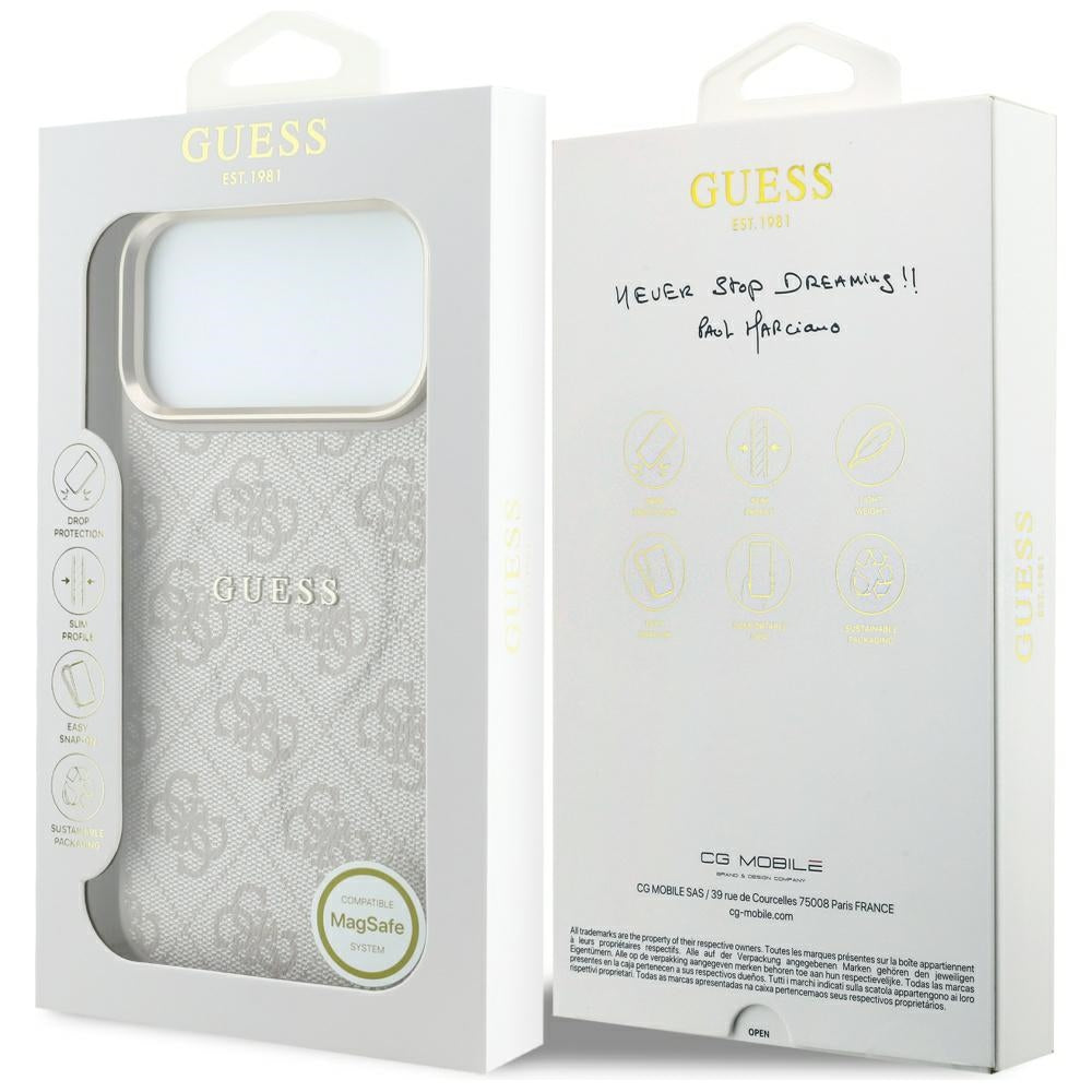 Guess iPhone 17 Pro Max/iPhone 18 Pro Max Cover 4G Embossed MagSafe Lyserød