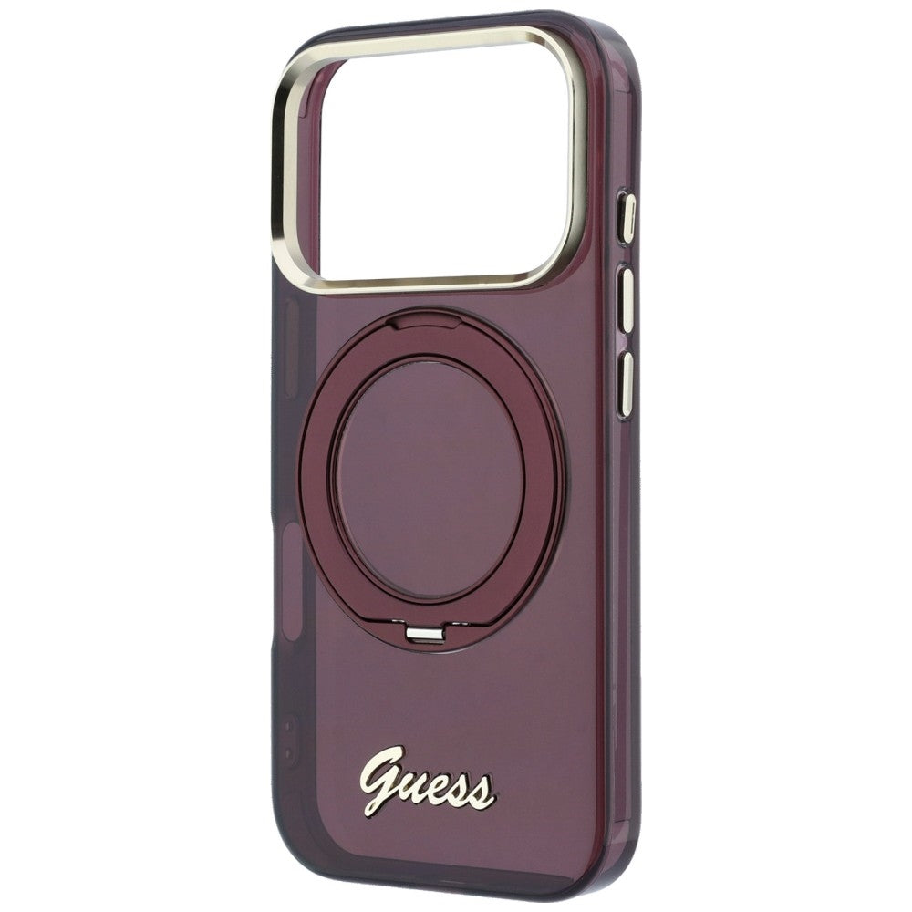 Guess iPhone 17 Pro Max/iPhone 18 Pro Max Cover Ring Stand Script Logo Bourgogne