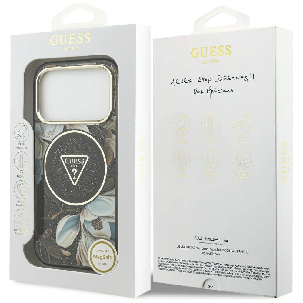 Guess iPhone 17 Pro/iPhone 18 Pro Cover Glitter Flowers Sort
