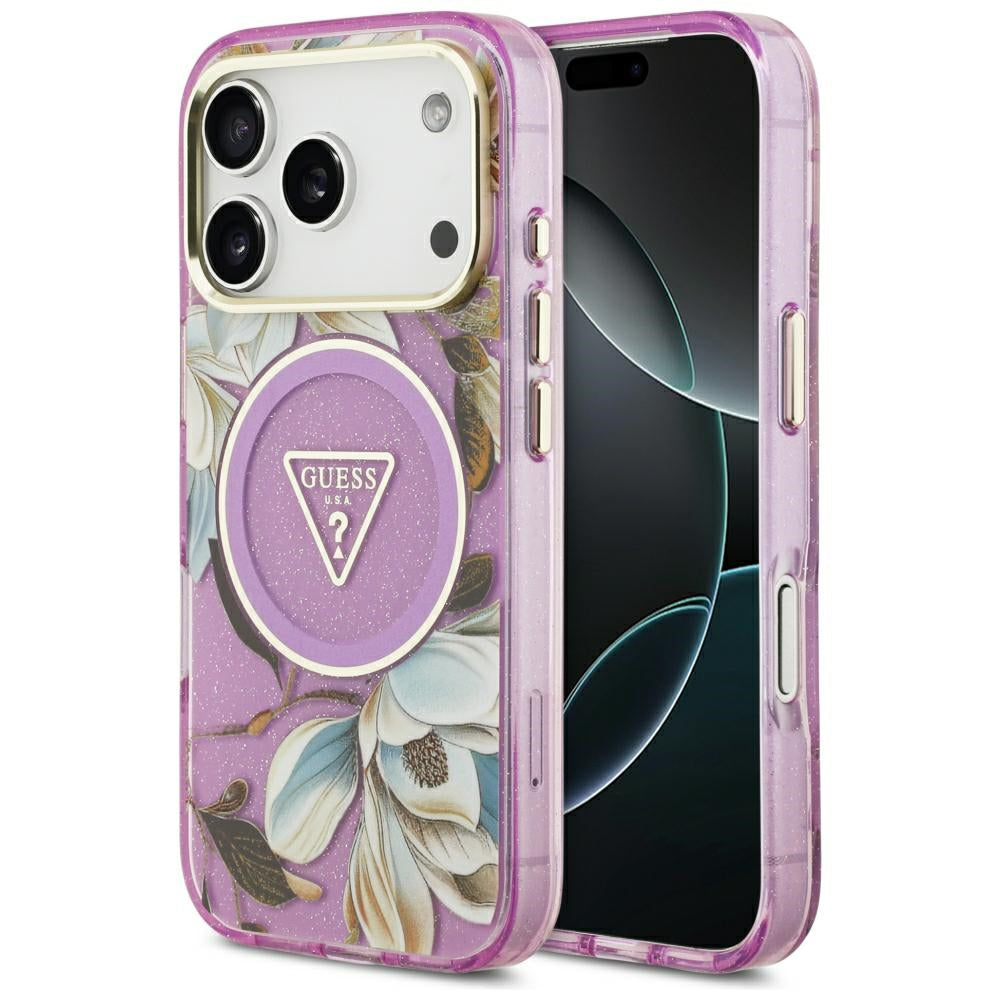 Guess iPhone 17 Pro/iPhone 18 Pro Cover Glitterblomster Lilla