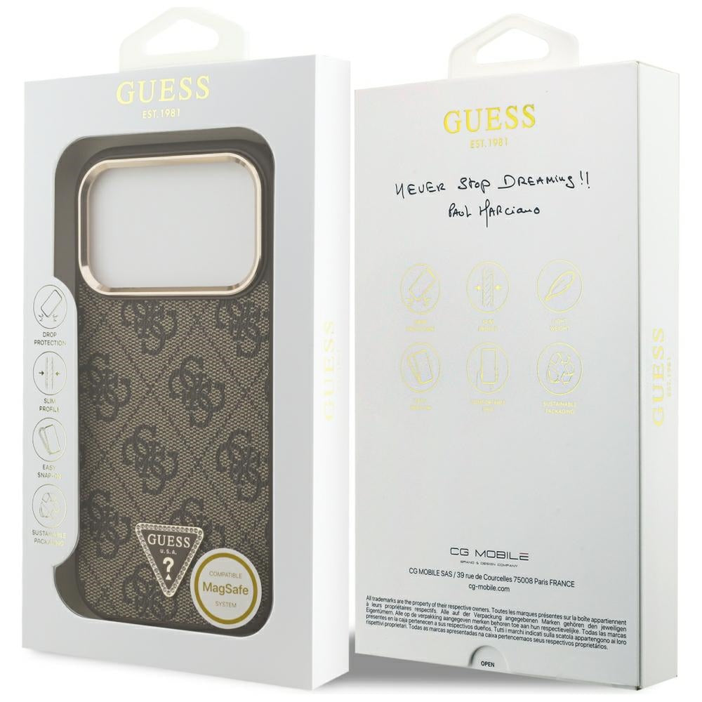 Guess iPhone 17 Pro/iPhone 18 Pro Cover 4G Triangle MagSafe Brun