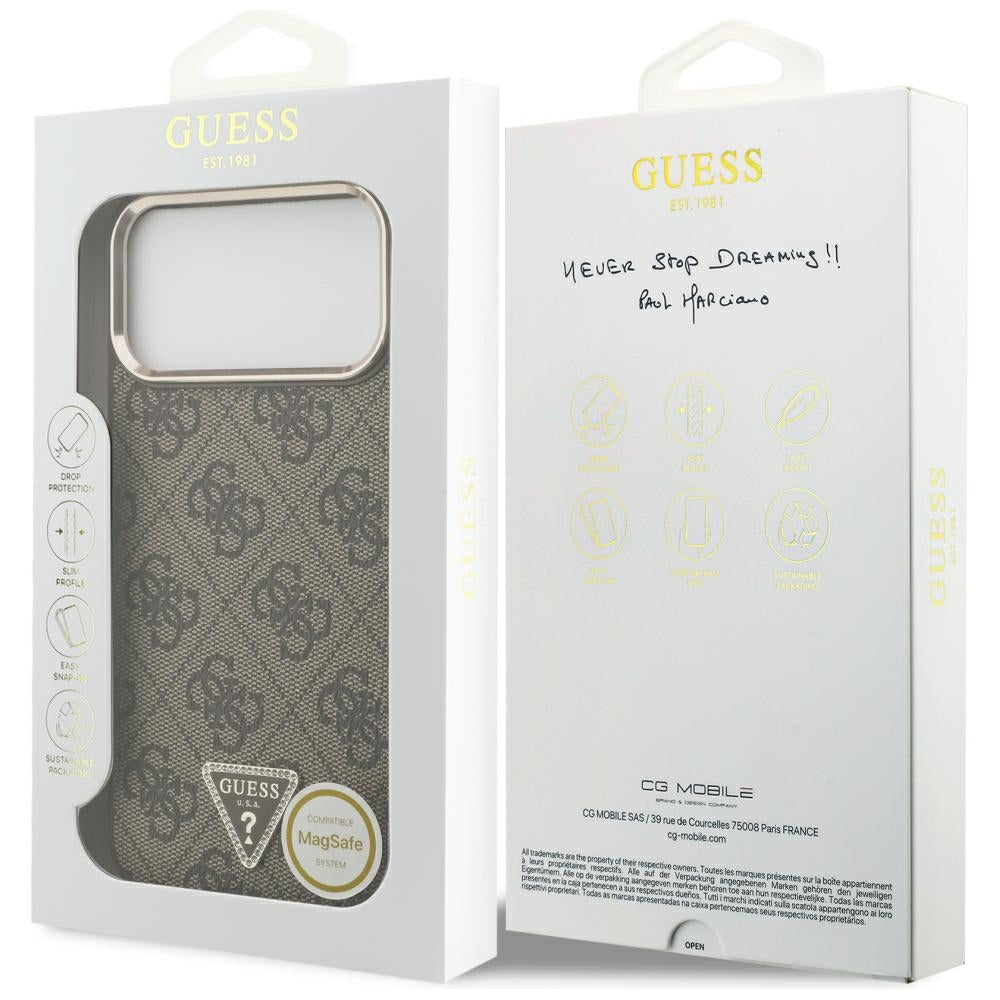 Guess iPhone 17 Pro Max/iPhone 18 Pro Max Cover 4G Triangle MagSafe Brun