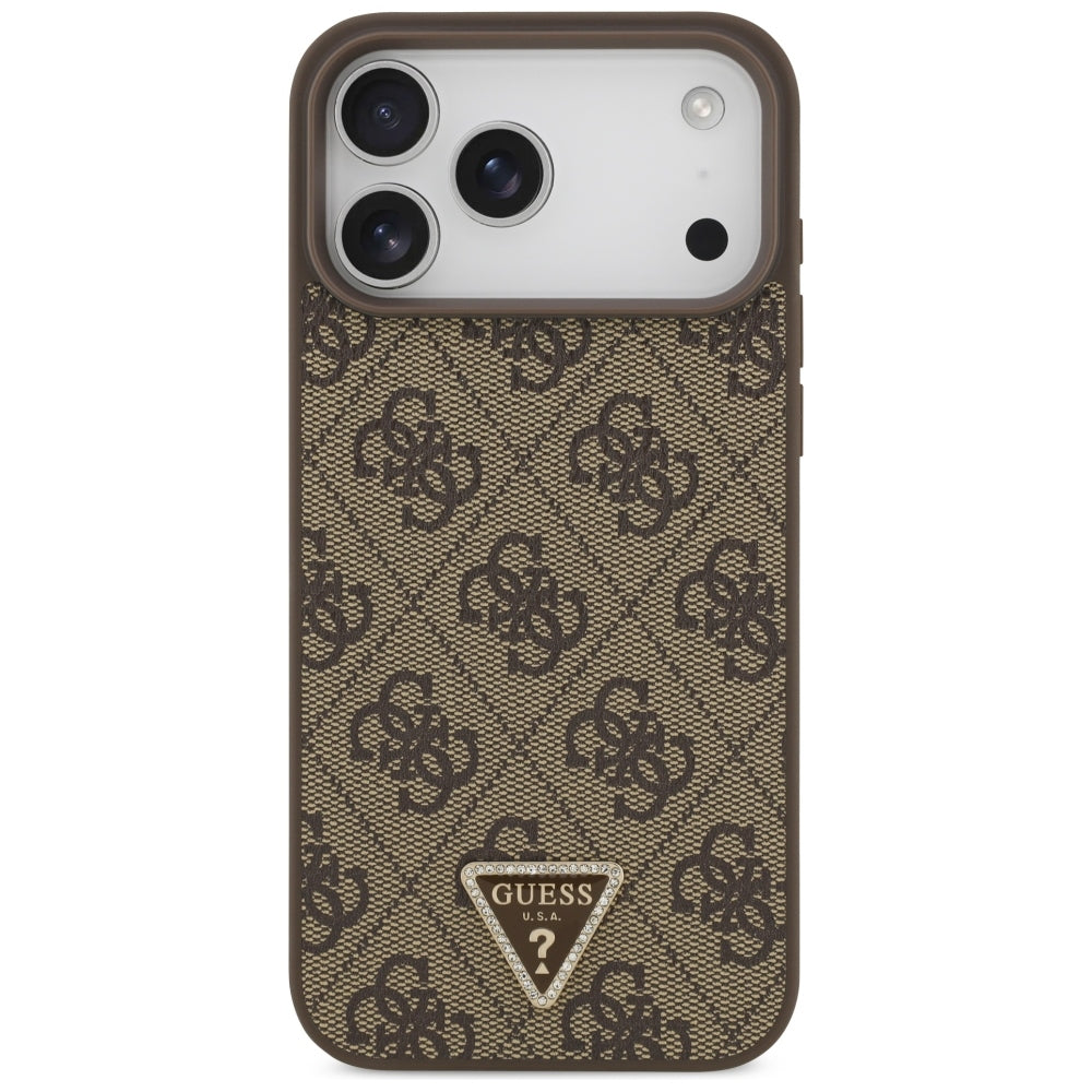 Guess iPhone 17 Pro Max/iPhone 18 Pro Max Cover 4G Triangle Strass Brun