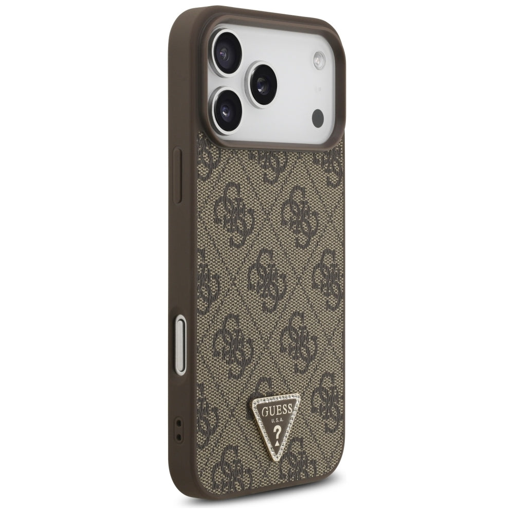 Guess iPhone 17 Pro Max/iPhone 18 Pro Max Cover 4G Triangle Strass Brun