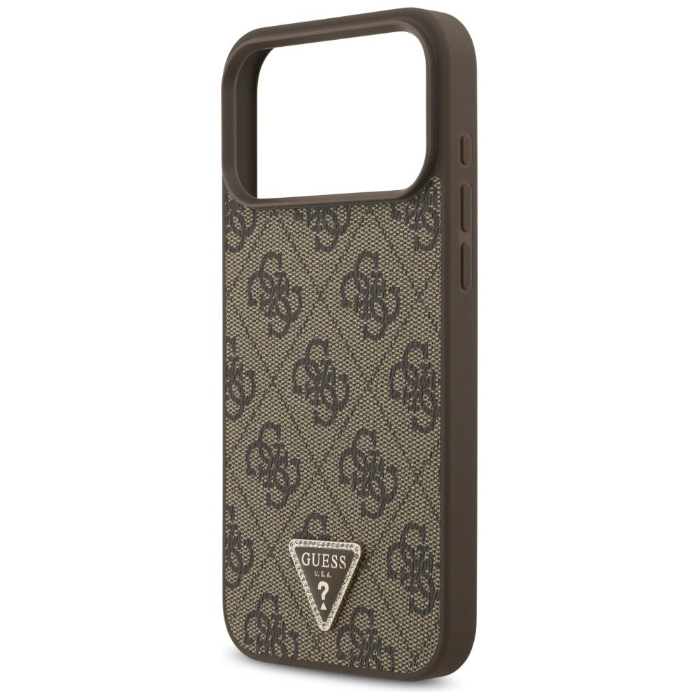 Guess iPhone 17 Pro Max/iPhone 18 Pro Max Cover 4G Triangle Strass Brun
