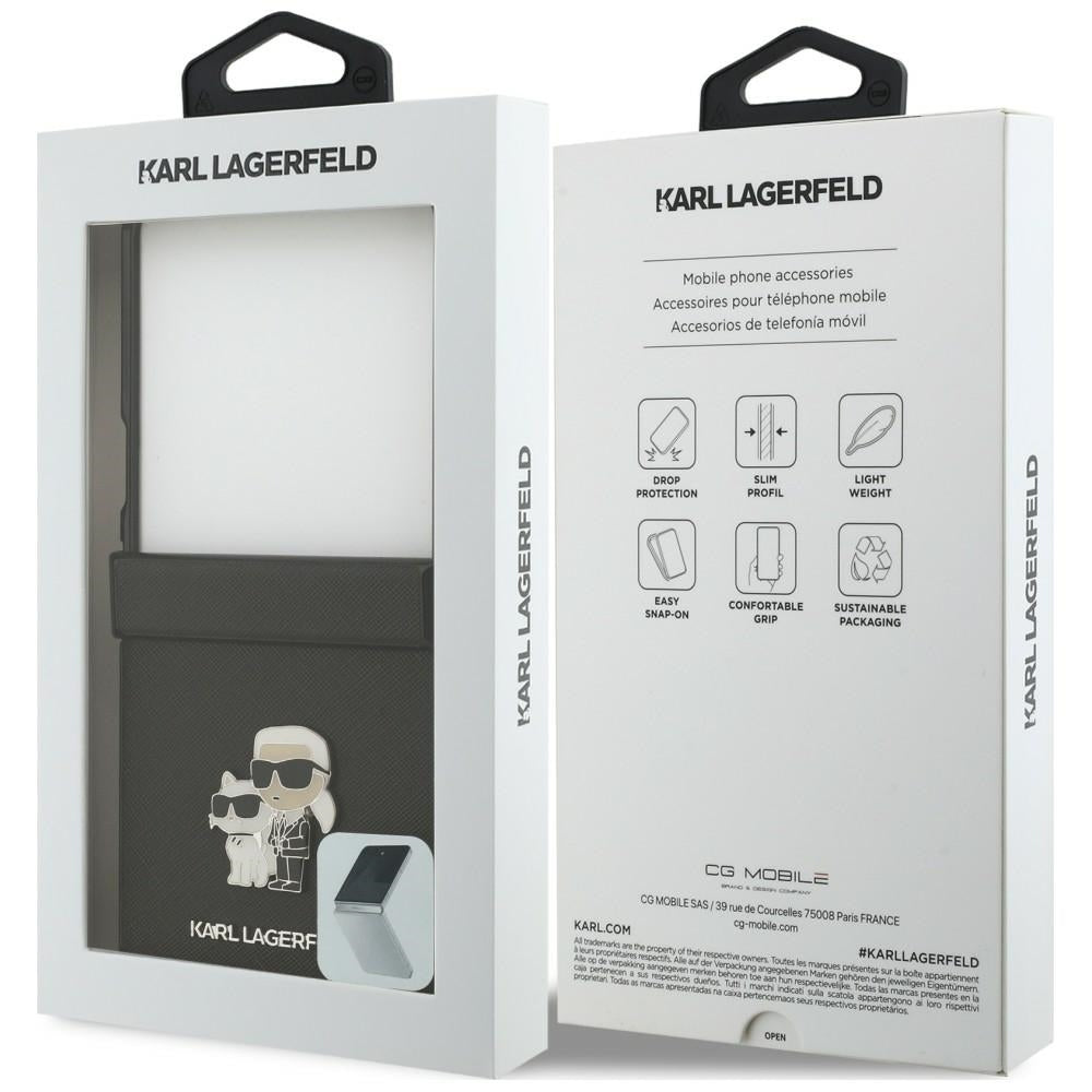 Karl Lagerfeld Samsung Galaxy Z Flip 8 Cover Saffiano Karl & Choupette Sort