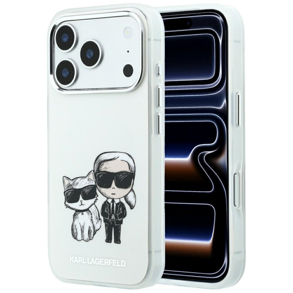 Karl Lagerfeld iPhone 17 Pro/iPhone 18 Pro Cover Smooth Karl & Choupette Sketch Beige