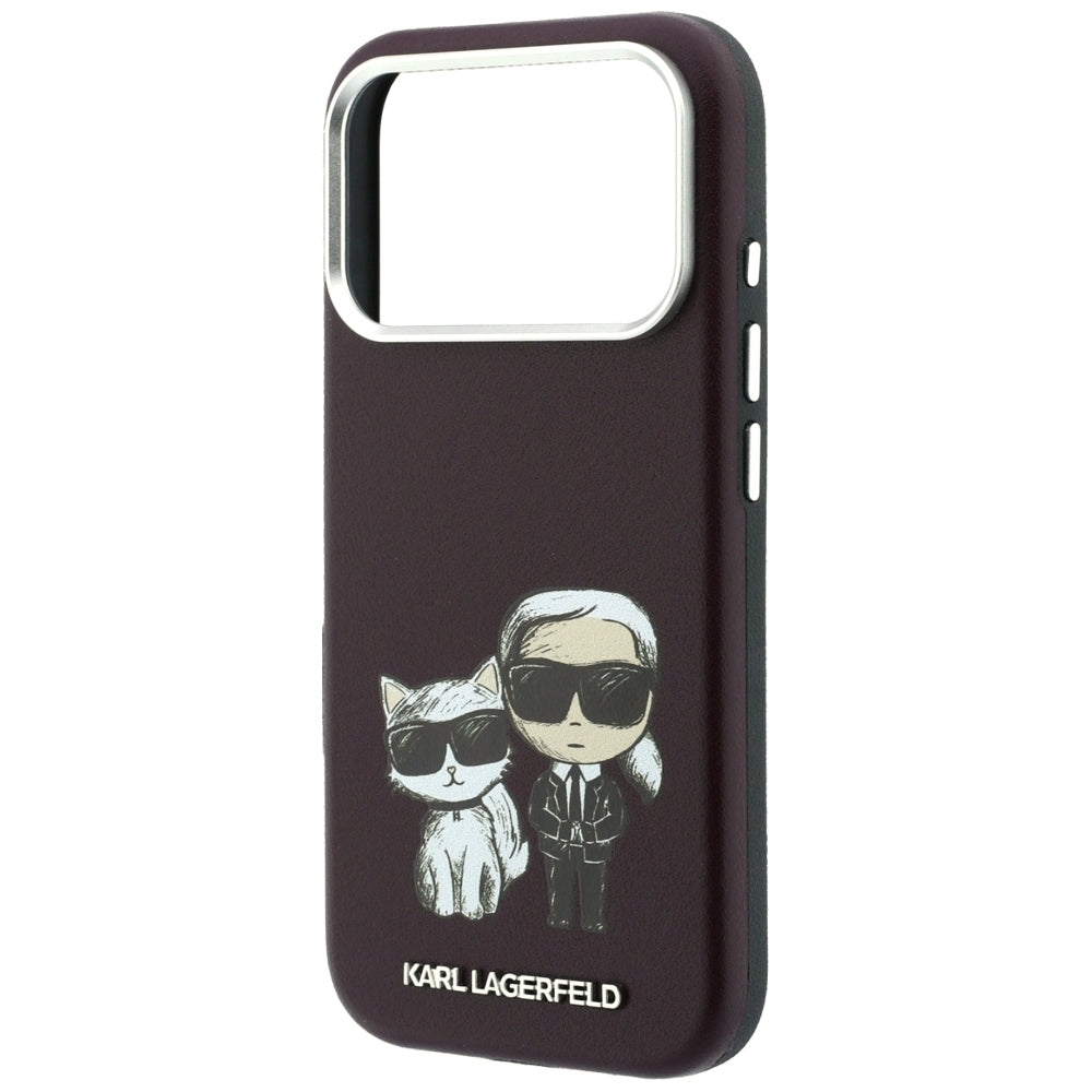 Karl Lagerfeld iPhone 17 Pro/iPhone 18 Pro Cover Smooth Karl & Choupette Sketch Bourgogne