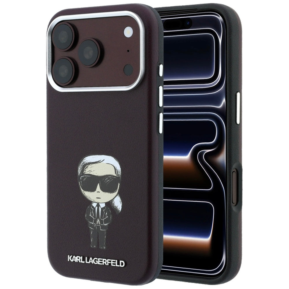 Karl Lagerfeld iPhone 17 Pro/iPhone 18 Pro Cover Smooth Ikonik Sketch Burgundy