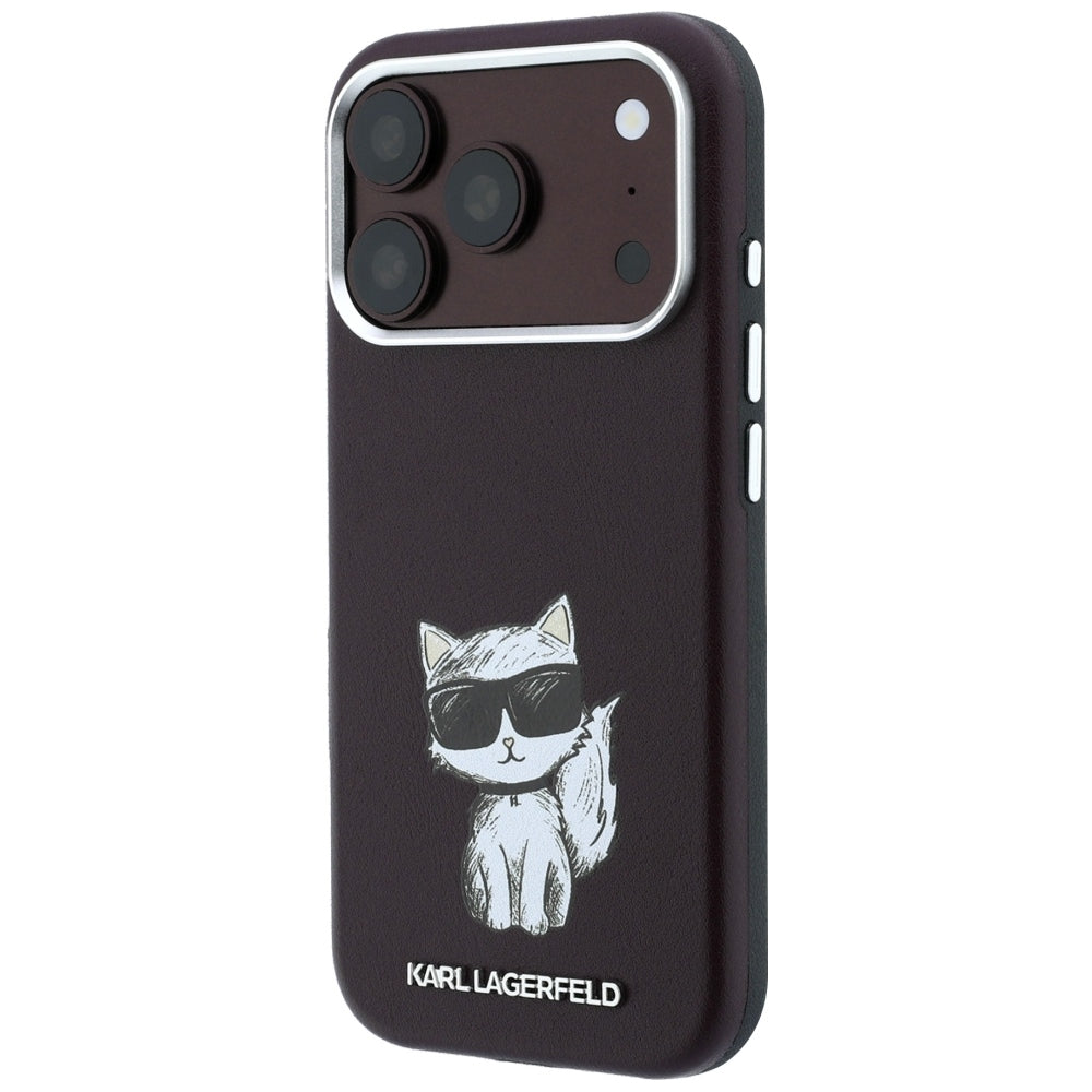 Karl Lagerfeld iPhone 17 Pro/iPhone 18 Pro Cover Smooth Choupette Sketch Burgundy