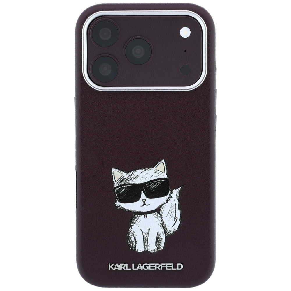 Karl Lagerfeld iPhone 17 Pro/iPhone 18 Pro Cover Smooth Choupette Sketch Burgundy