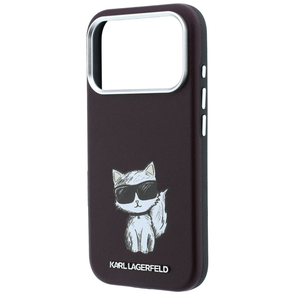 Karl Lagerfeld iPhone 17 Pro/iPhone 18 Pro Cover Smooth Choupette Sketch Burgundy