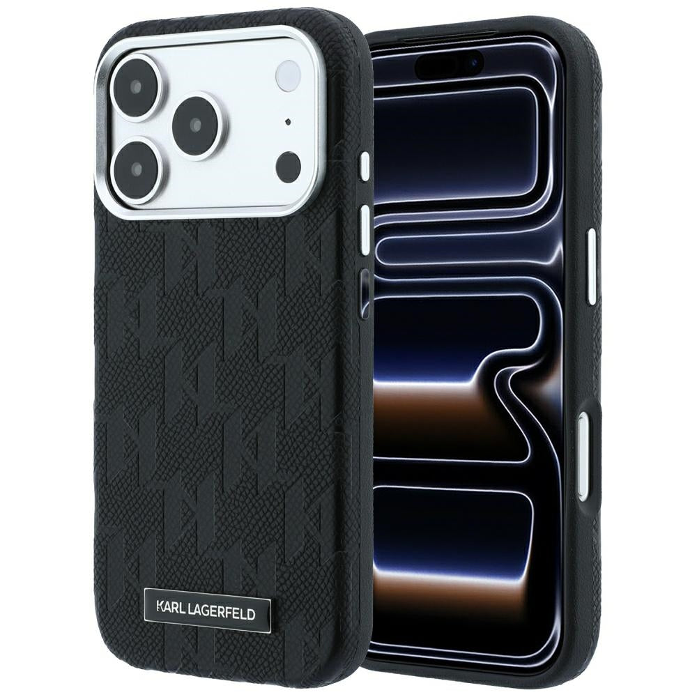 Karl Lagerfeld iPhone 17 Pro Max/iPhone 18 Pro Max Cover Grained Mono Resin Logo Sort