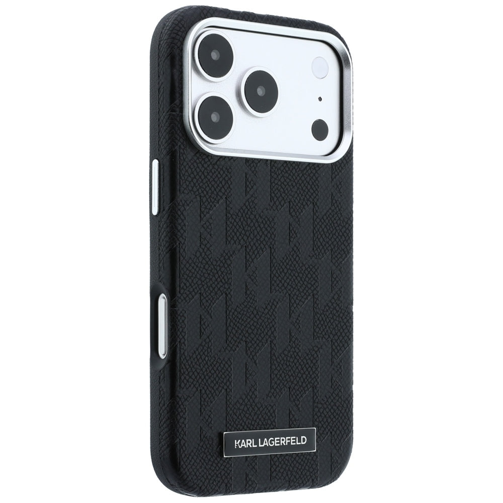 Karl Lagerfeld iPhone 17 Pro Max/iPhone 18 Pro Max Cover Grained Mono Resin Logo Sort