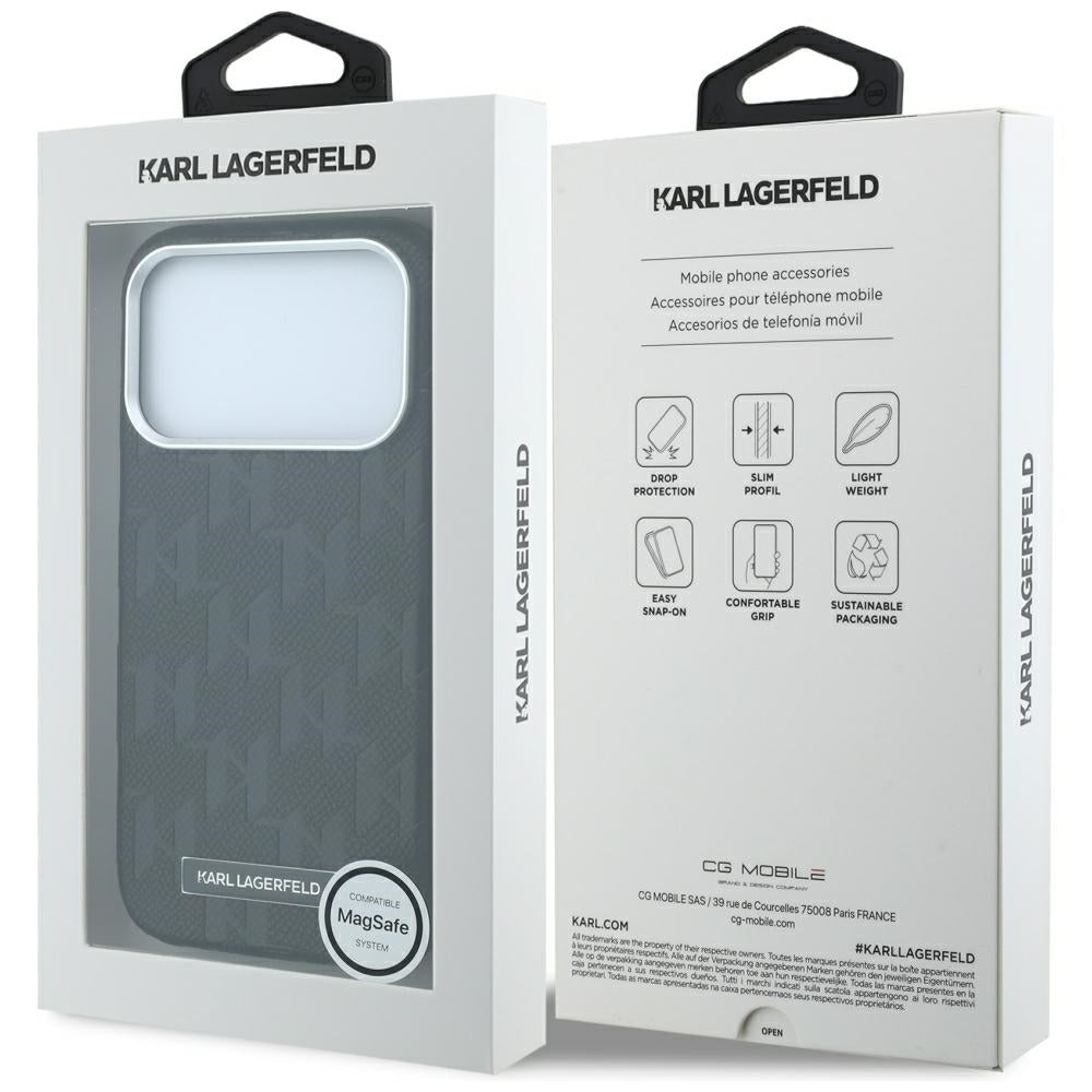 Karl Lagerfeld iPhone 17 Pro Max/iPhone 18 Pro Max Cover Grained Mono Resin Logo Sort