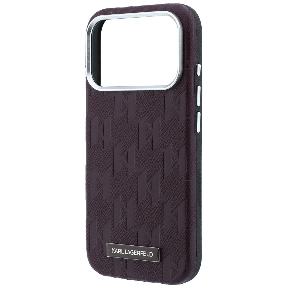Karl Lagerfeld iPhone 17 Pro Max/iPhone 18 Pro Max Cover Grained Mono Resin Logo Burgundy