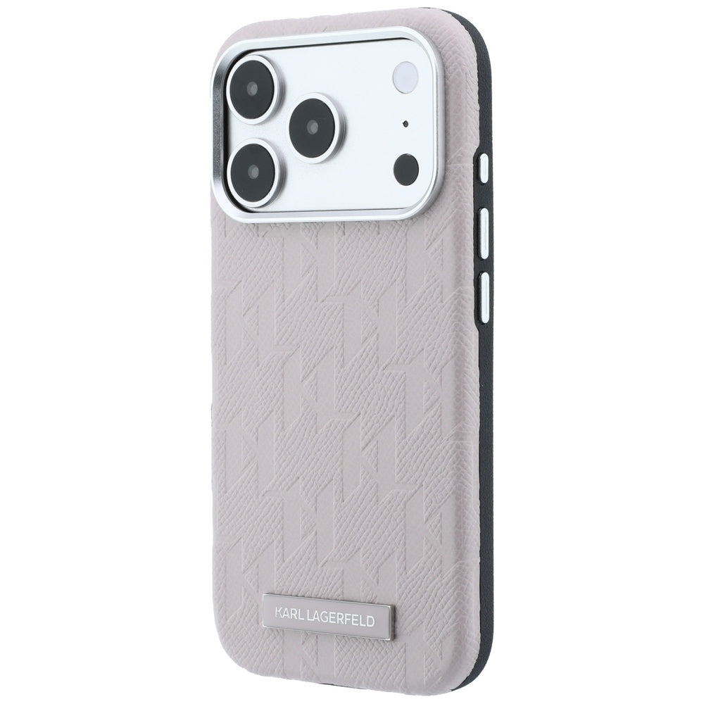 Karl Lagerfeld iPhone 17 Pro/iPhone 18 Pro Cover Grained Mono Resin Logo Lyserød
