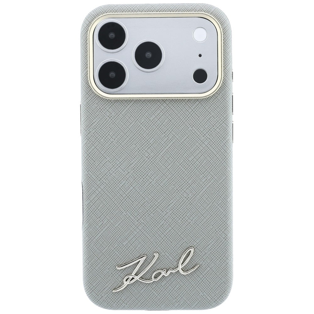 Karl Lagerfeld iPhone 17 Pro Max/iPhone 18 Pro Max Cover Saffiano Script Logo Beige