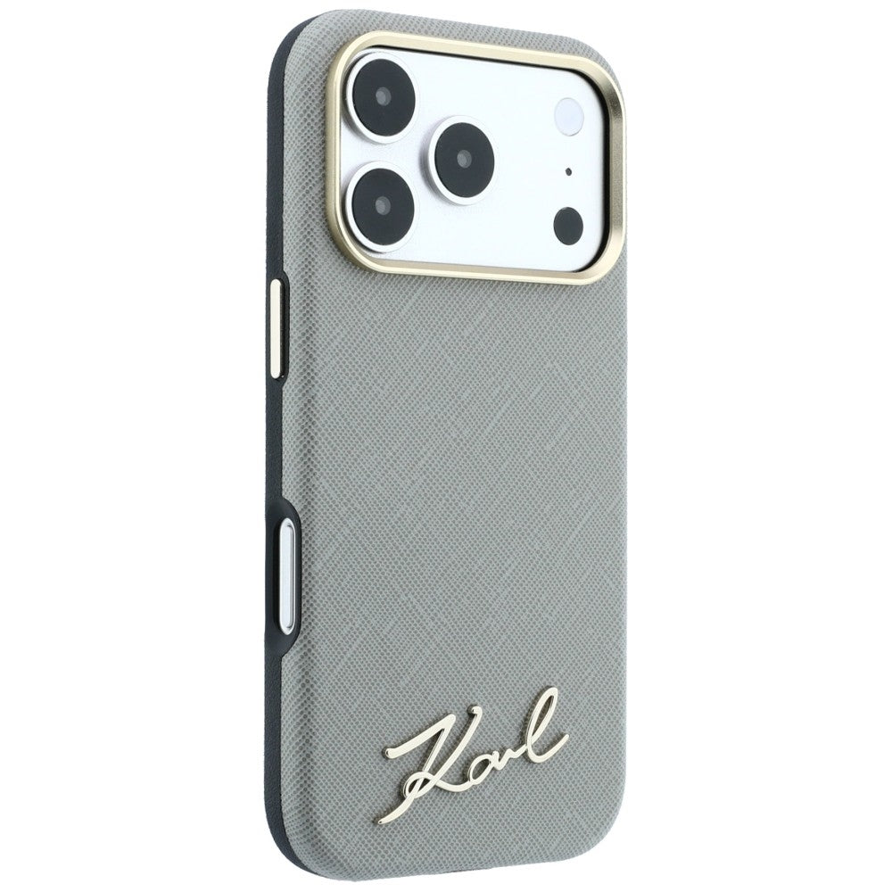 Karl Lagerfeld iPhone 17 Pro Max/iPhone 18 Pro Max Cover Saffiano Script Logo Beige