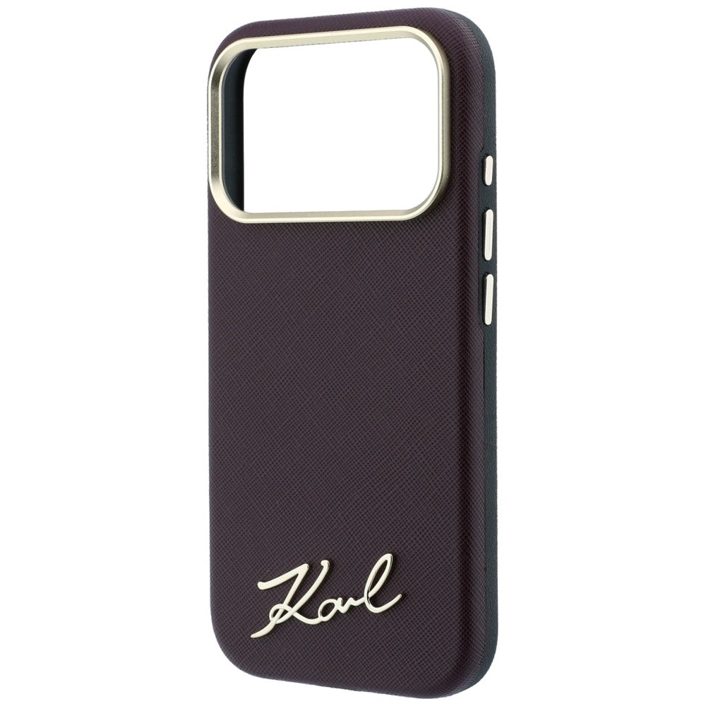 Karl Lagerfeld iPhone 17 Pro/iPhone 18 Pro Cover Saffiano Script Logo Burgundy
